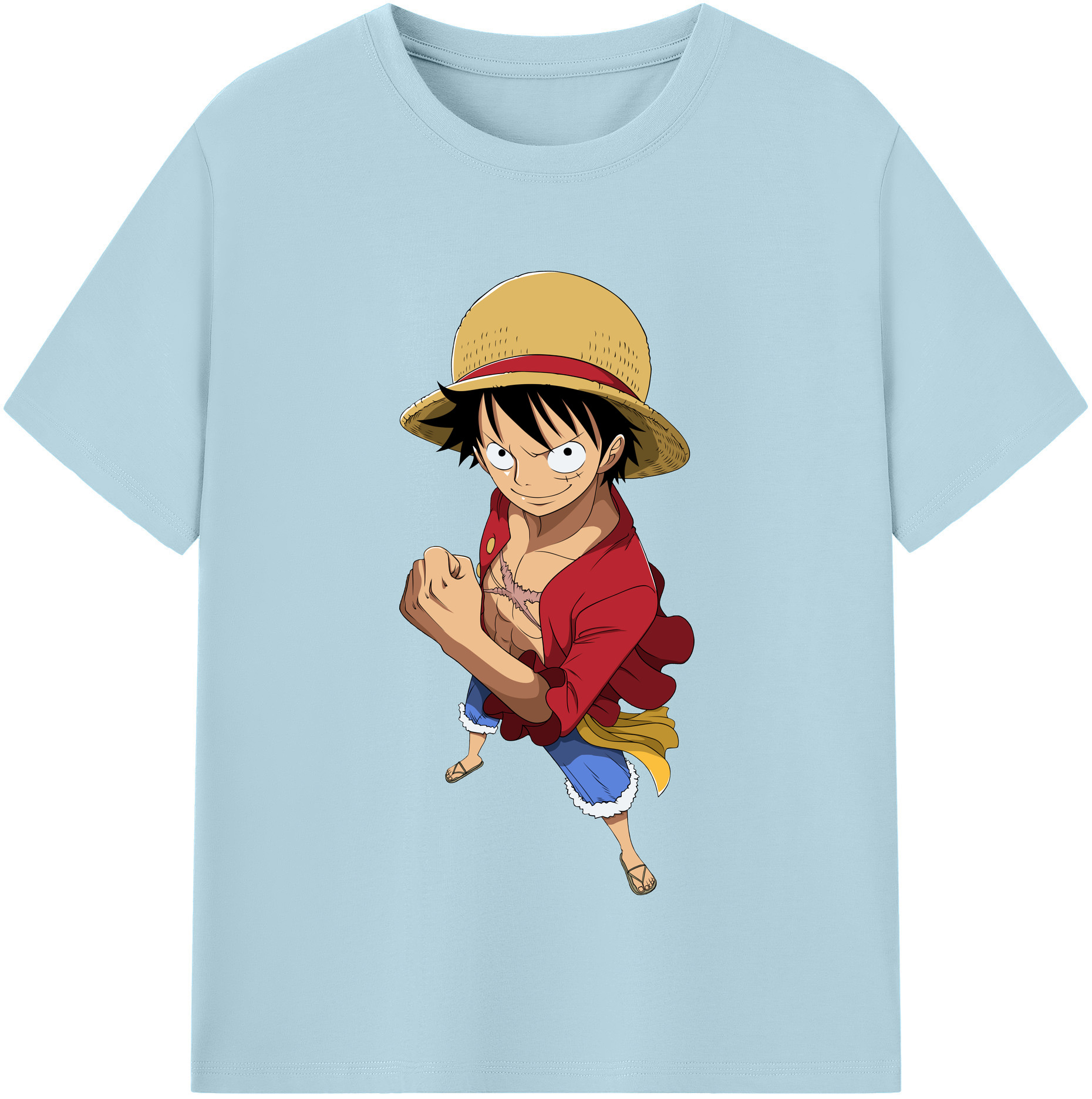 ワンピース モンキー・D・ルフィ ONE PIECE Monkey D. Luffy 綿100％半袖Tシャツ（フロントプリント）